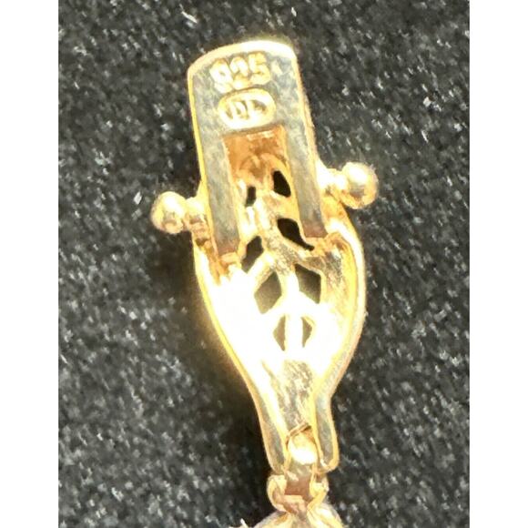 SIGNED DL Gold Plated Sterling 925 Filigree Sapphire Blue Crystals 7.5” Bracelet - Picture 12 of 12